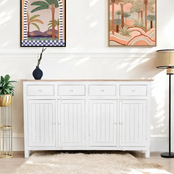 Madrid Sideboard (L) white with distressed Edges - Image 3