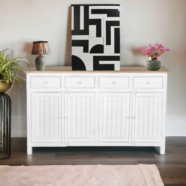 Madrid Sideboard (L) white with distressed Edges - Image 5