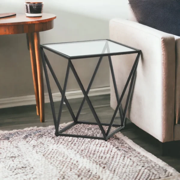 Valerie Geometric Side Table in Black - Image 2