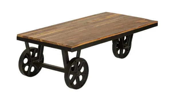 Teak Wood Cart Coffee Table - Image 6