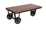 Teak Wood Cart Coffee Table 100x50 cm - Image 3