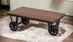 Teak Wood Cart Coffee Table 100x50 cm - Image 5