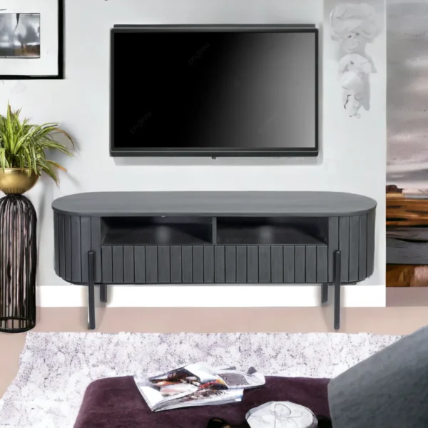 Oval Grey TV Console 140 cm - Image 2