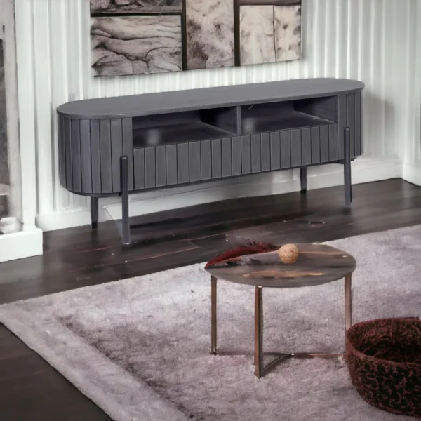 Oval Grey TV Console 140 cm - Image 3