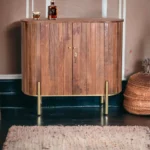 Oval Bar Cabinet in Brown Finish - Image 4