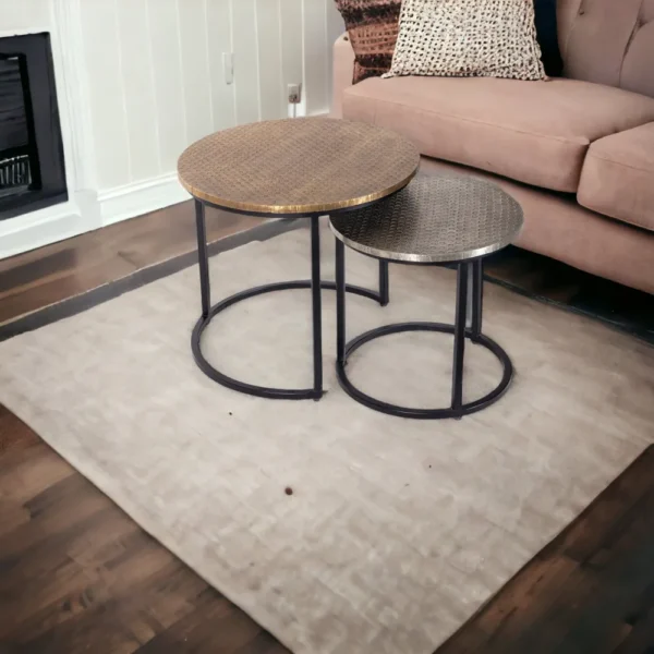 Brass and White Metal Nesting Table - Image 6