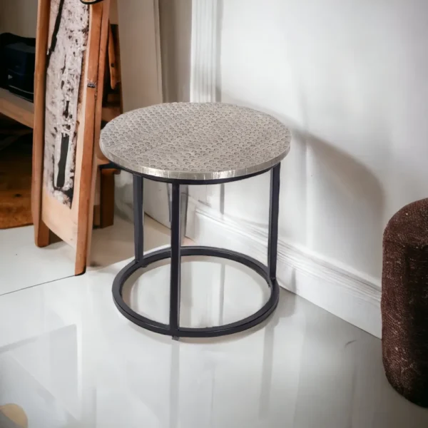 Brass and White Metal Nesting Table - Image 3