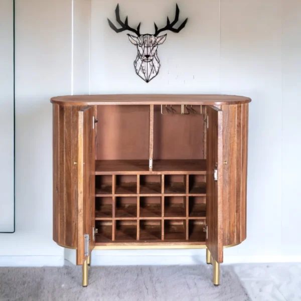 Oval Bar Cabinet in Brown Finish - Image 2