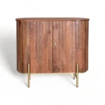 Oval Bar Cabinet in Brown Finish