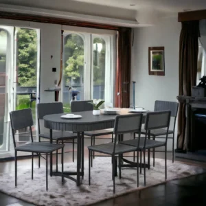 Oval Grey Dining Table Set