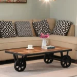 Teak Wood Cart Coffee Table - Image 2
