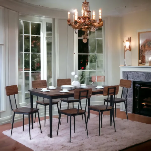 Rio 6 Seater Dining Table Set in Walnut - Image 1