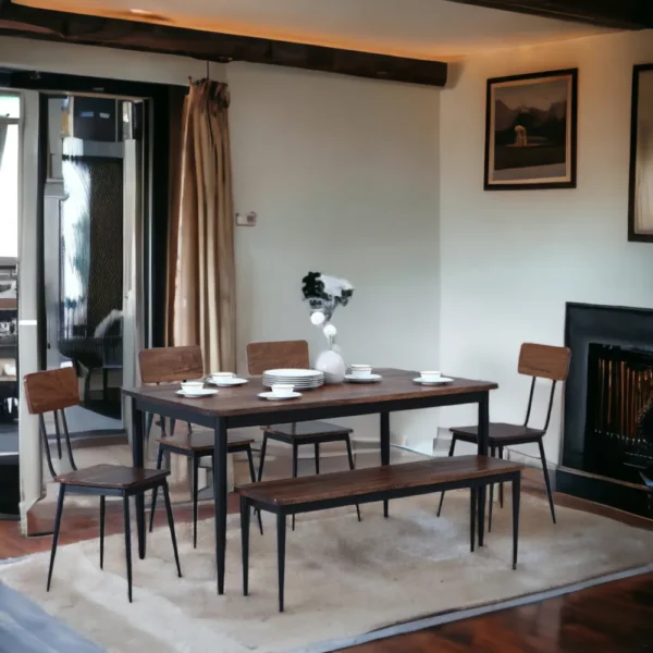 rio-6-seater-dining-table-with-bench-in-brown---black-finish-by-bohemiana-rio-6-seater-dining-table--9m6d3z-PhotoRoom-PhotoRoom-PhotoRoom-PhotoRoom Rio 6 Seater Dining Table Set with Bench in Walnut - Image 1