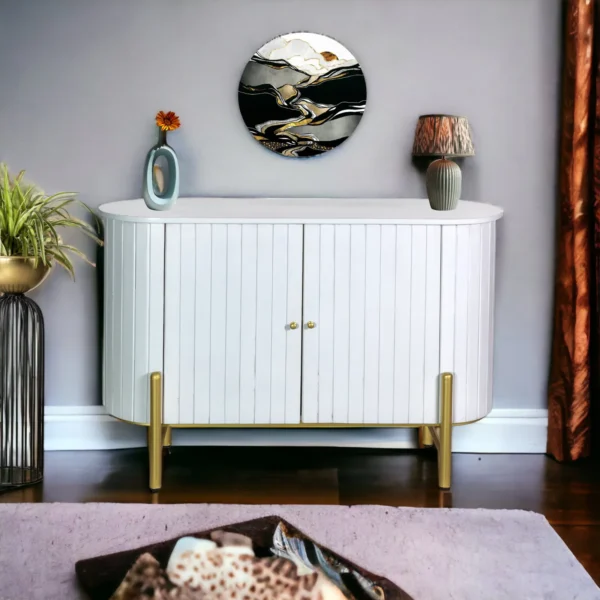 Oval Sideboard (S) in Deco White Finish - Image 7