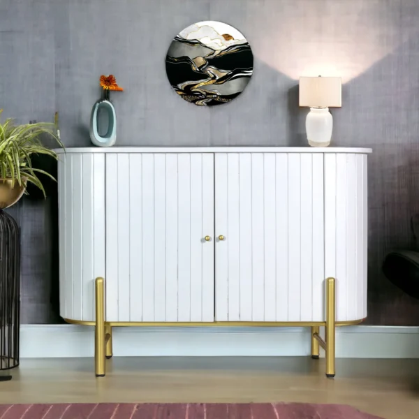 Oval Sideboard (S) in Deco White Finish - Image 2