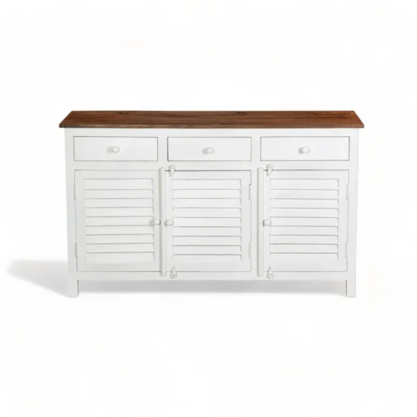 Madrid Sideboard (M) White with Distressed Edges - Image 1