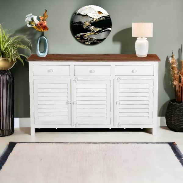 Madrid Sideboard (M) White with Distressed Edges - Image 8
