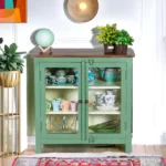 Madrid Crockery Cabinet with Glass Doors (Olive Green) - Image 4