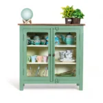 Madrid Crockery Cabinet with Glass Doors (Olive Green) - Image 7