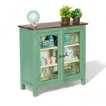 Madrid Crockery Cabinet with Glass Doors (Olive Green) - Image 6