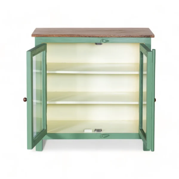 Madrid Crockery Cabinet with Glass Doors (Olive Green) - Image 5