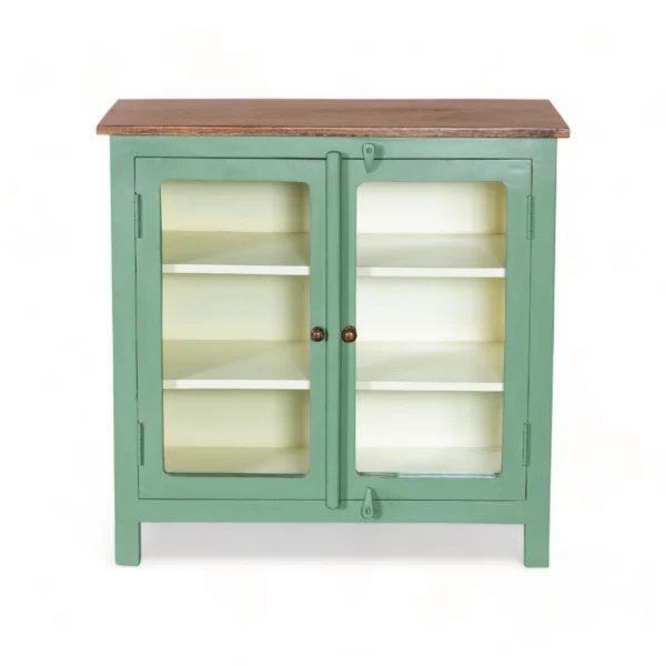 Madrid Crockery Cabinet with Glass Doors (Olive Green) - Image 1