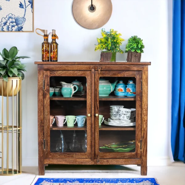 Madrid Crockery Cabinet with Glass Doors (Tubaq) - Image 2