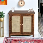 Madrid Crockery Cabinet with Cane Doors in Tubaq - Image 4