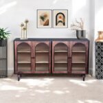 Luffy 4-Door Sideboard Cabinet with Line Glass - Image 3