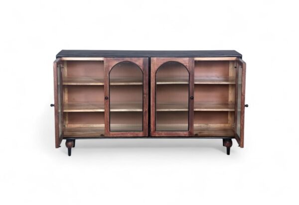 Luffy 4-Door Sideboard Cabinet with Line Glass - Image 6