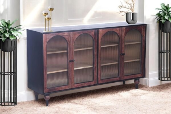 Luffy 4-Door Sideboard Cabinet with Line Glass - Image 4