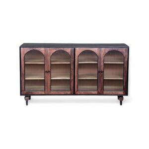 Luffy 4-Door Sideboard Cabinet with Line Glass