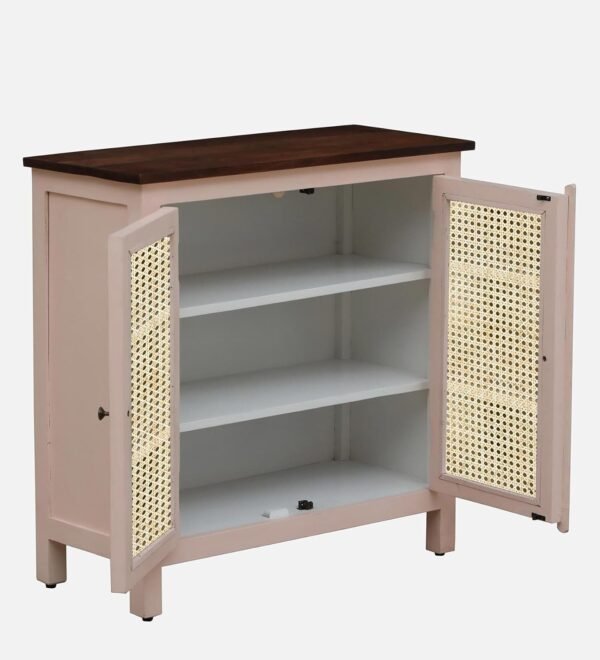 Madrid Crockery Cabinet with Cane Doors in Rossete Pink - Image 6