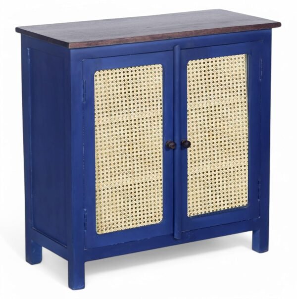 Madrid Crockery Cabinet with Cane Doors in Blue - Image 6