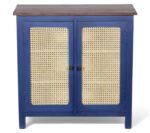 Madrid Crockery Cabinet with Cane Doors in Blue