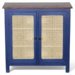 Madrid Crockery Cabinet with Cane Doors in Blue