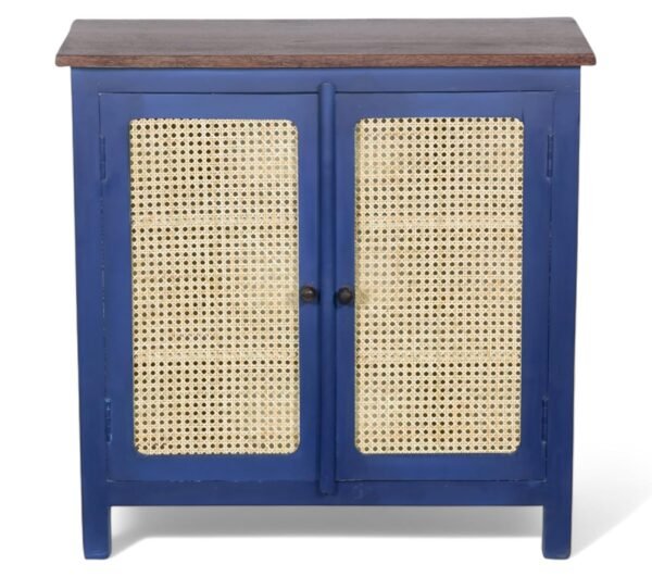 Madrid Crockery Cabinet with Cane Doors in Blue - Image 1