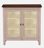 Madrid Crockery Cabinet with Cane Doors in Rossete Pink - Image 5