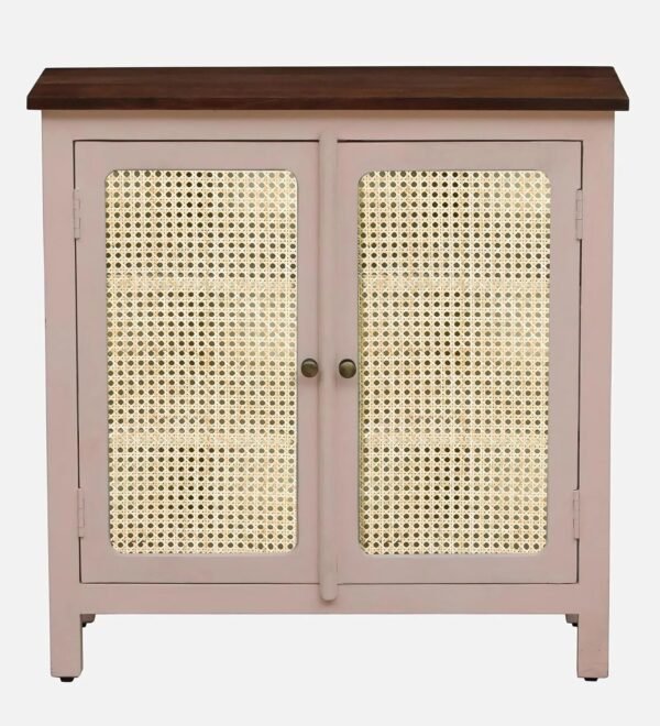 Madrid Crockery Cabinet with Cane Doors in Rossete Pink - Image 5
