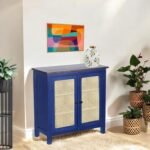 Madrid Crockery Cabinet with Cane Doors in Blue - Image 4