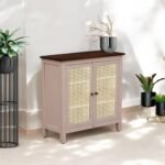 Madrid Crockery Cabinet with Cane Doors in Rossete Pink - Image 3