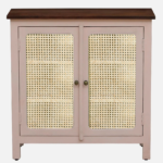 Madrid Crockery Cabinet with Cane Doors in Rossete Pink