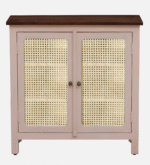 Madrid Crockery Cabinet with Cane Doors in Rossete Pink