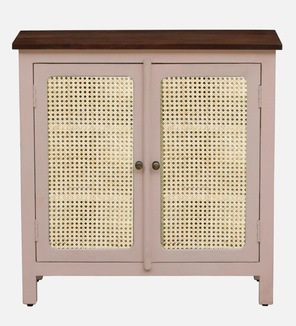 Madrid Crockery Cabinet with Cane Doors in Rossete Pink - Image 1