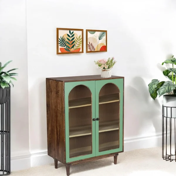 Luffy Sideboard in Olive Green and Fluted Glass - Image 6