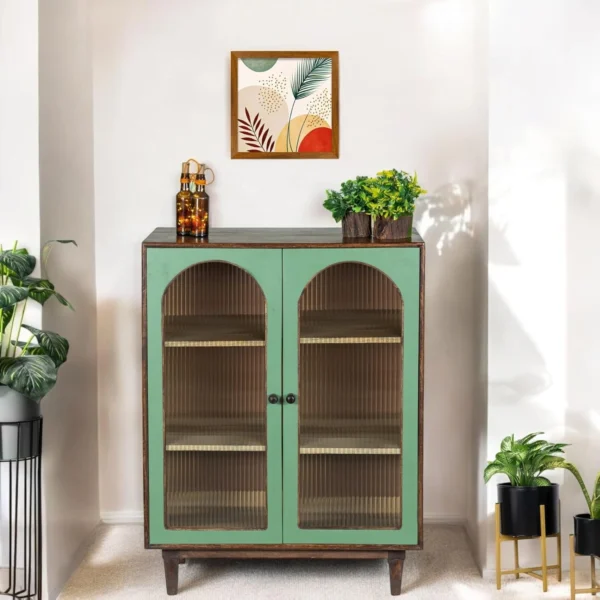 Luffy Sideboard in Olive Green and Fluted Glass - Image 3