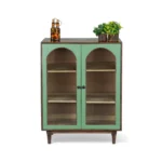 Luffy Sideboard in Olive Green and Fluted Glass