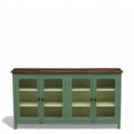 Madrid 4-Door Glass Sideboard Cabinet , Finish - Olive Green and Off White - Image 3