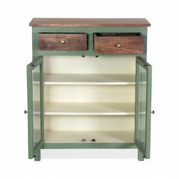 Madrid 2 Drawers Crockery Cabinet Finish - Primeum Olive Green & Off White - Image 6