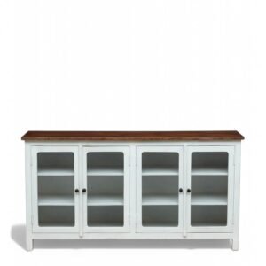 Madrid 4-Door Glass Sideboard, Finish-Premium White